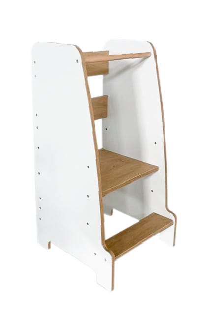 Dřevěná učící věž Montessori Kitchen Helper WKB - pomocník do kuchyně bílý