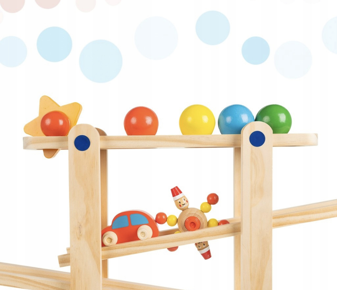 Dřevěná Montessori kuličková dráha 49,5cm