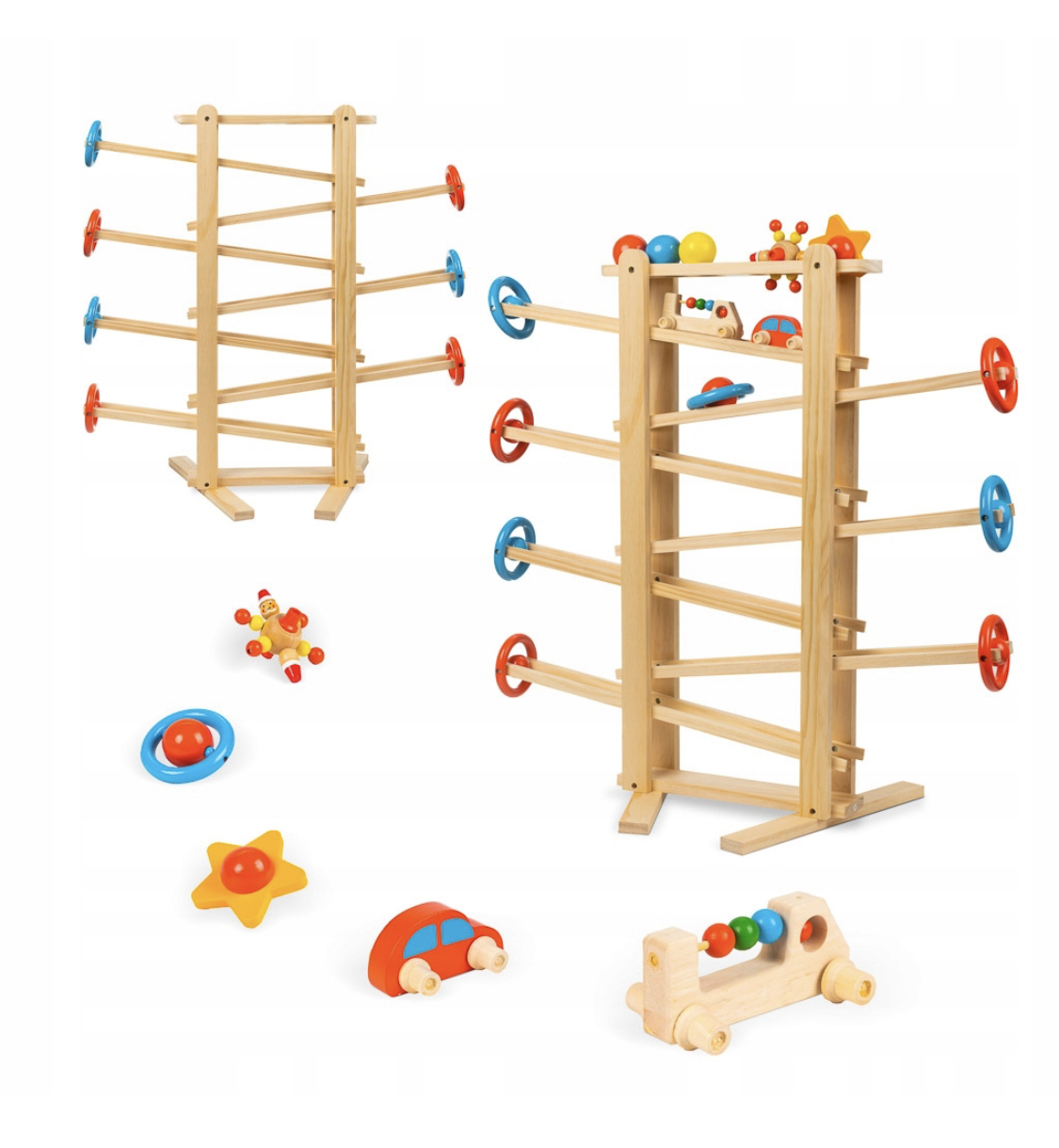 Dřevěná Montessori kuličková dráha 70 cm