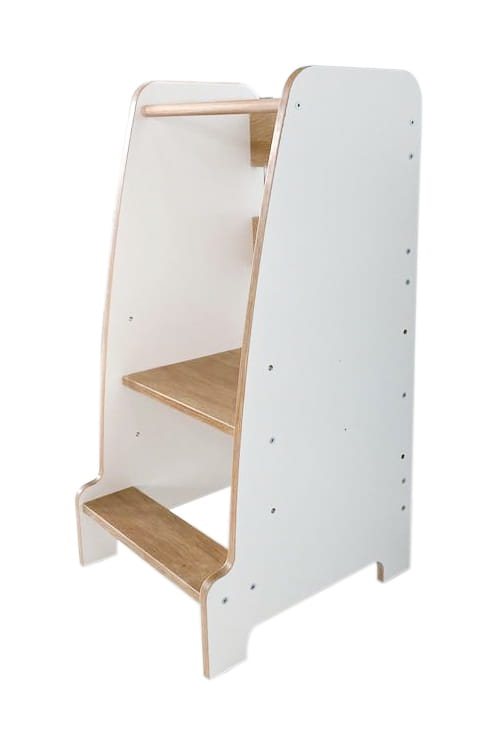Dřevěná učící věž Montessori Kitchen Helper WKB - pomocník do kuchyně bílý