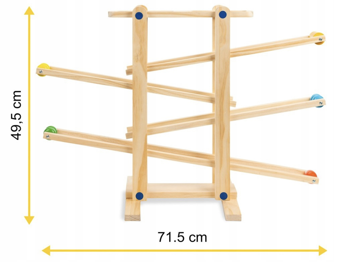 Dřevěná Montessori kuličková dráha 49,5cm