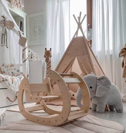 Dětská dřevěná houpačka Montessori přírodní