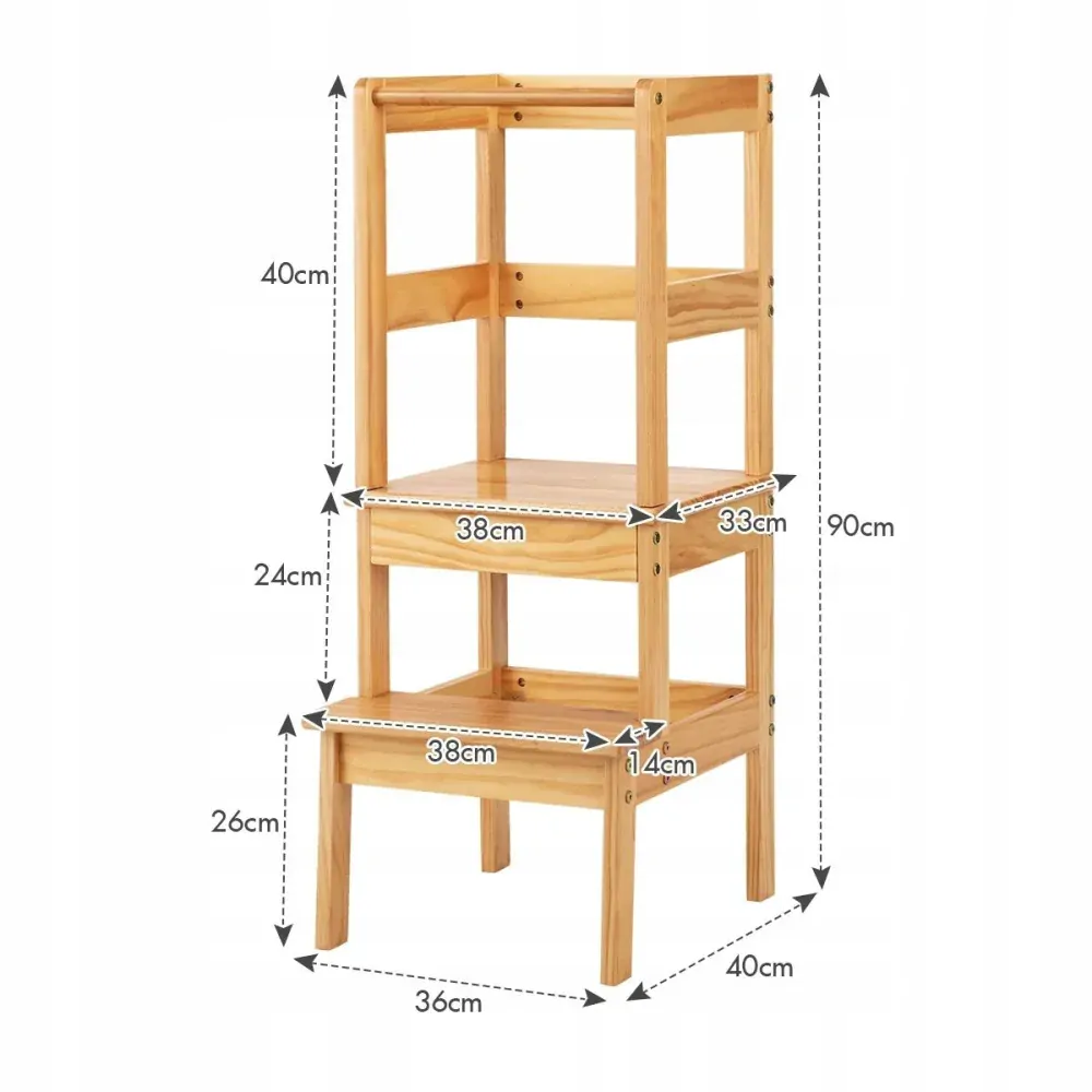 Dřevěná učící věž Montessori Kitchen Helper - 70kg - pomocník do kuchyně