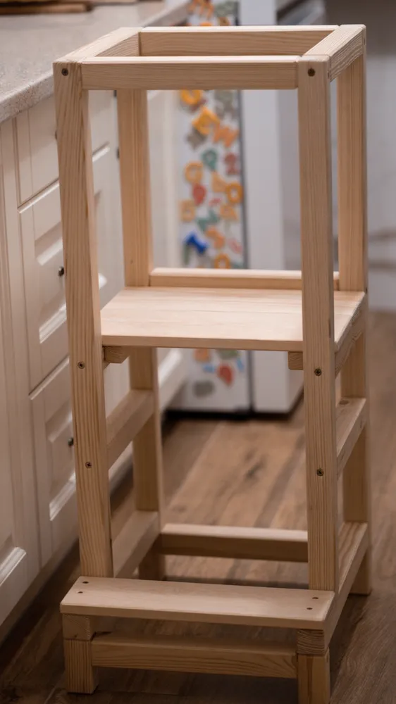Dřevěná učící věž Montessori Kitchen Helper 121 - pomocník do kuchyně  