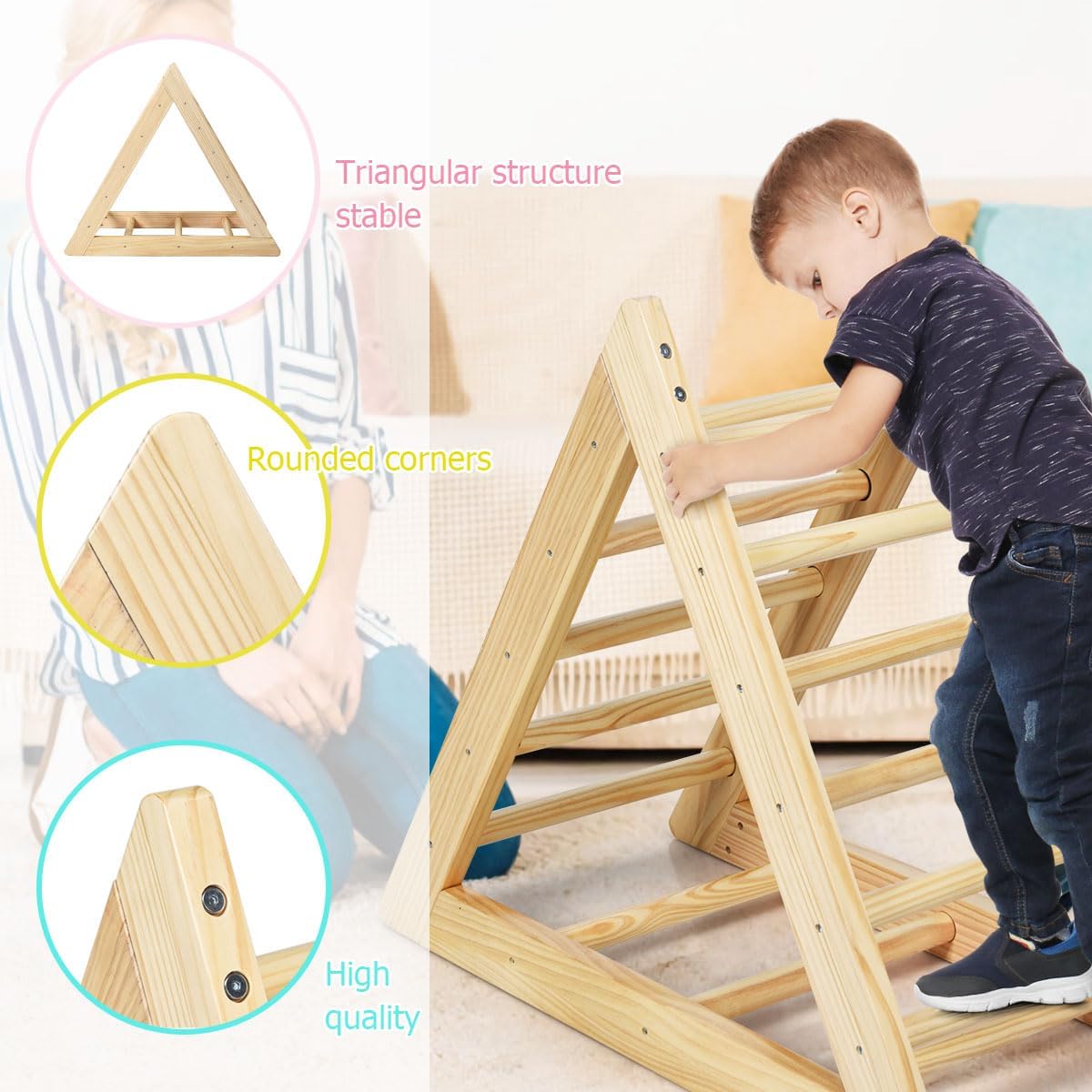 Dětský dřevěný Montessori Piklerův trojúhelník KIDDY DREAMS