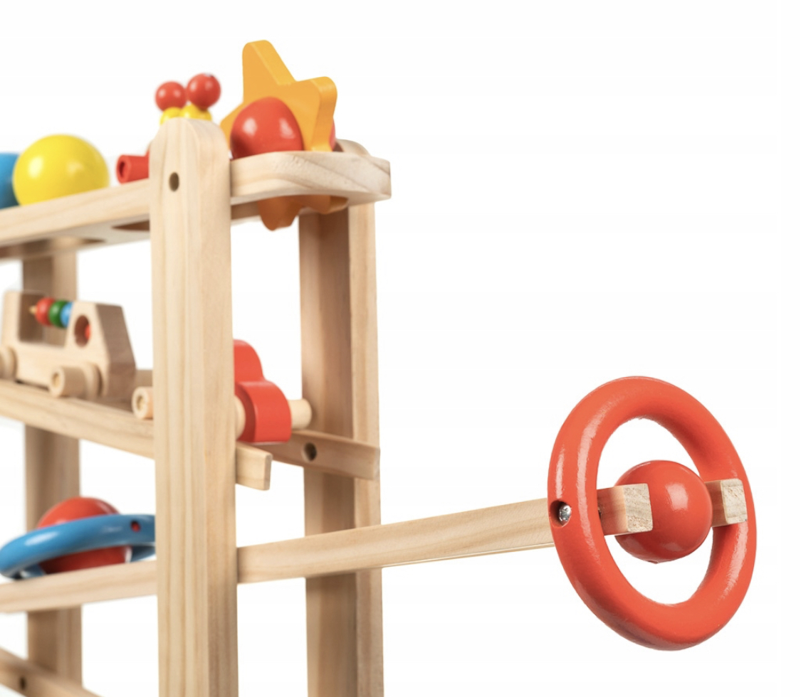 Dřevěná Montessori kuličková dráha 70 cm