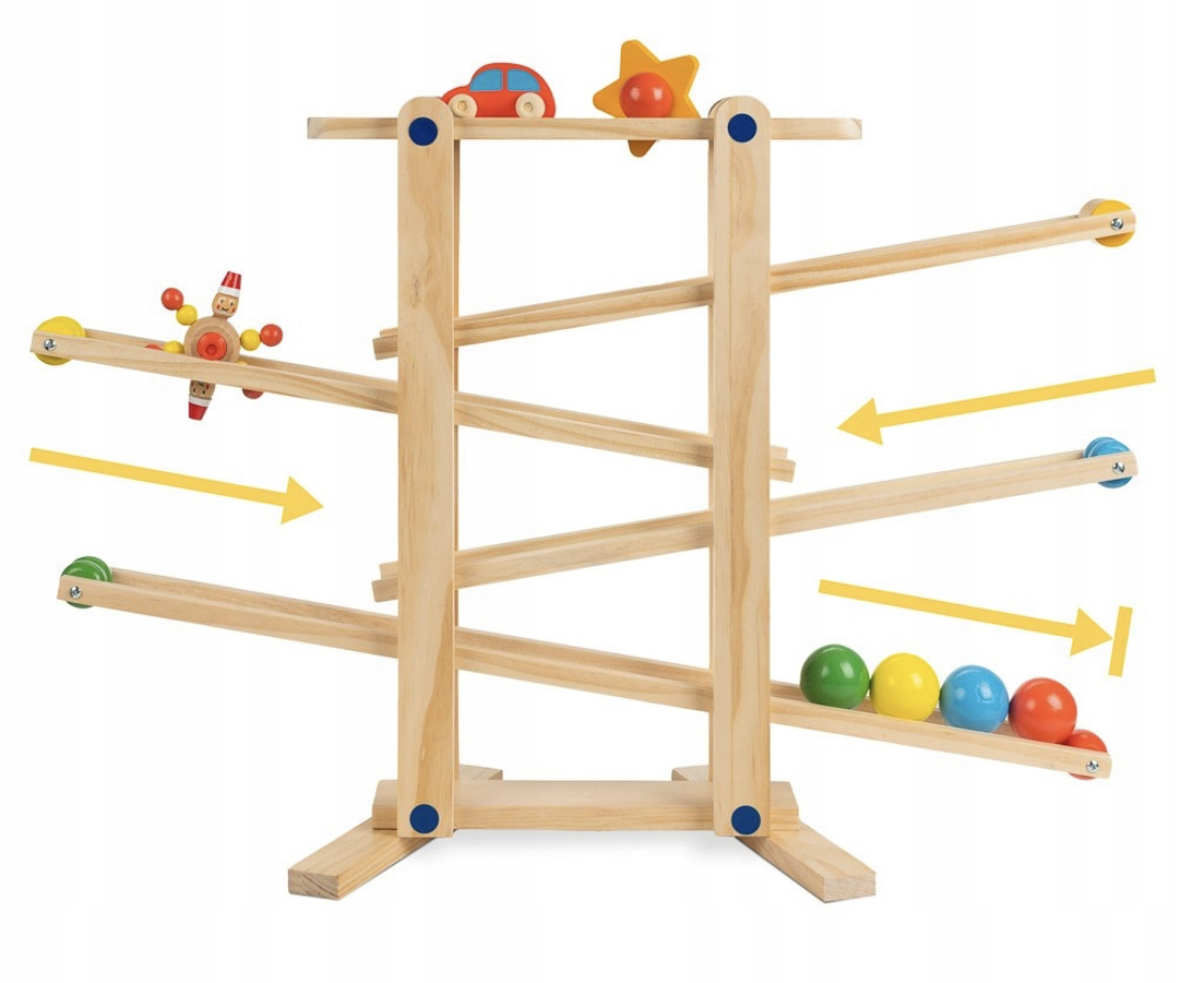 Dřevěná Montessori kuličková dráha 49,5cm