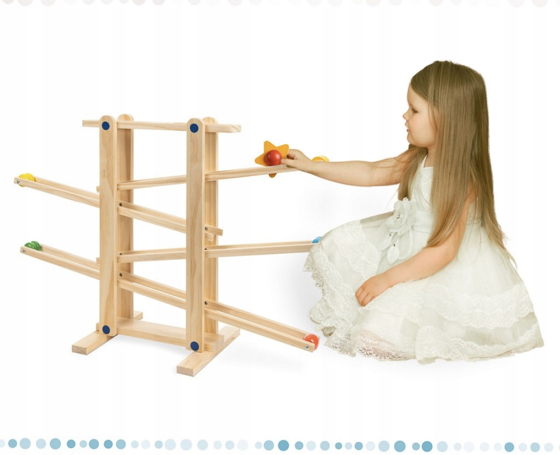 Dřevěná Montessori kuličková dráha 49,5cm