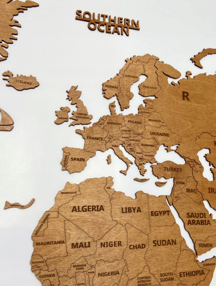 Dřevěná mapa na stěnu - DUB - 100 cm - size S