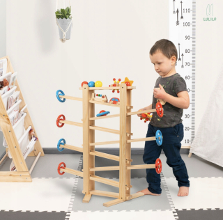 Dřevěná Montessori kuličková dráha 70 cm