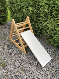 Dětský dřevěný Montessori Piklerův trojúhelník + dětská dřevěná skluzavka oboustranná 91 cm